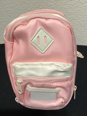 Pink Mini Backpack Pouch with White Accent